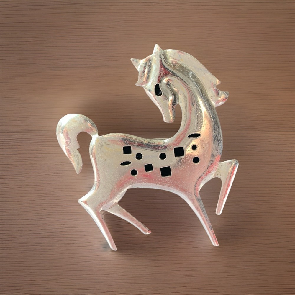1/20 925 Sterling Art Deco Mod Yankee Silversmith James H Hall Horse Brooch